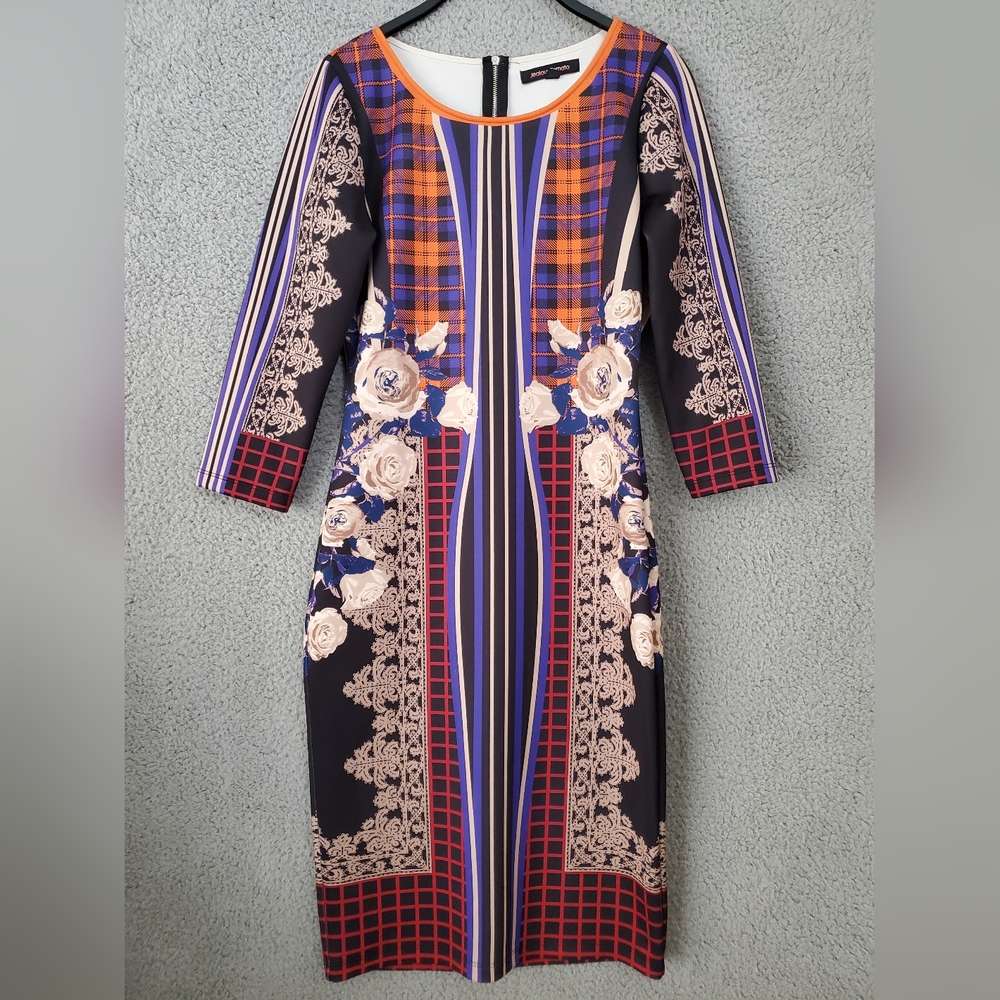 Jealous Tomato Floral Midi Dress Medium Long Sleeve Bodycon - Picture 1 of 13